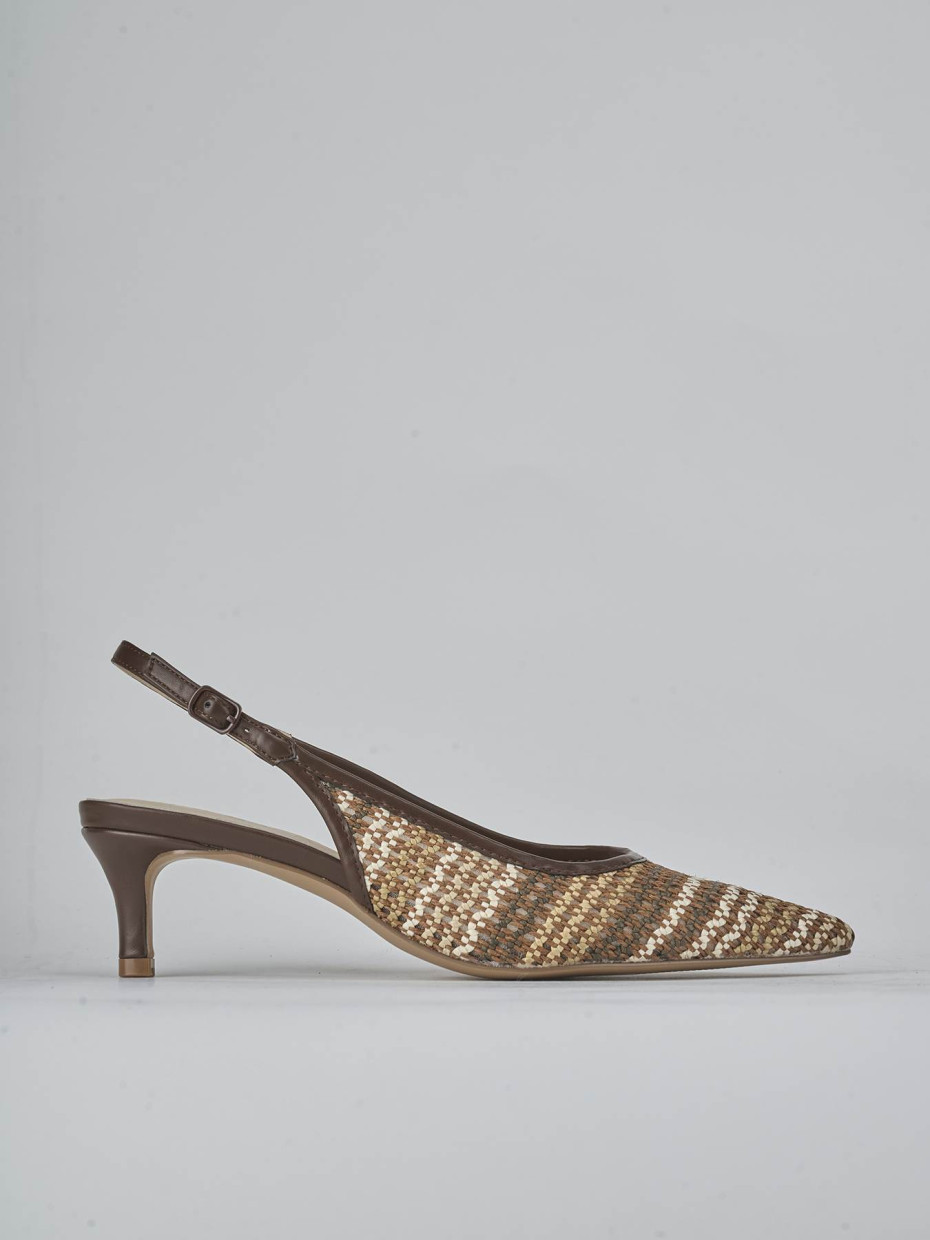 Décolleté e slingback tacco 5cm pelle testa