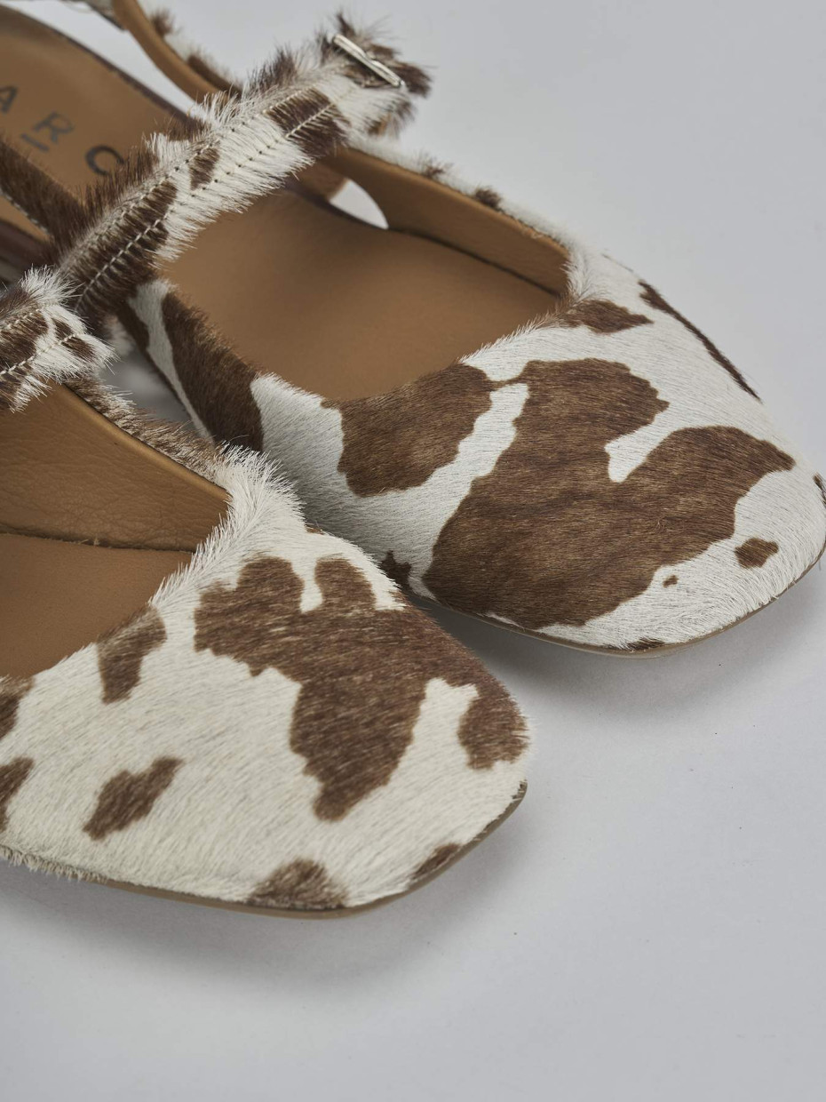 Ballerine tacco 1cm cavallino bianco