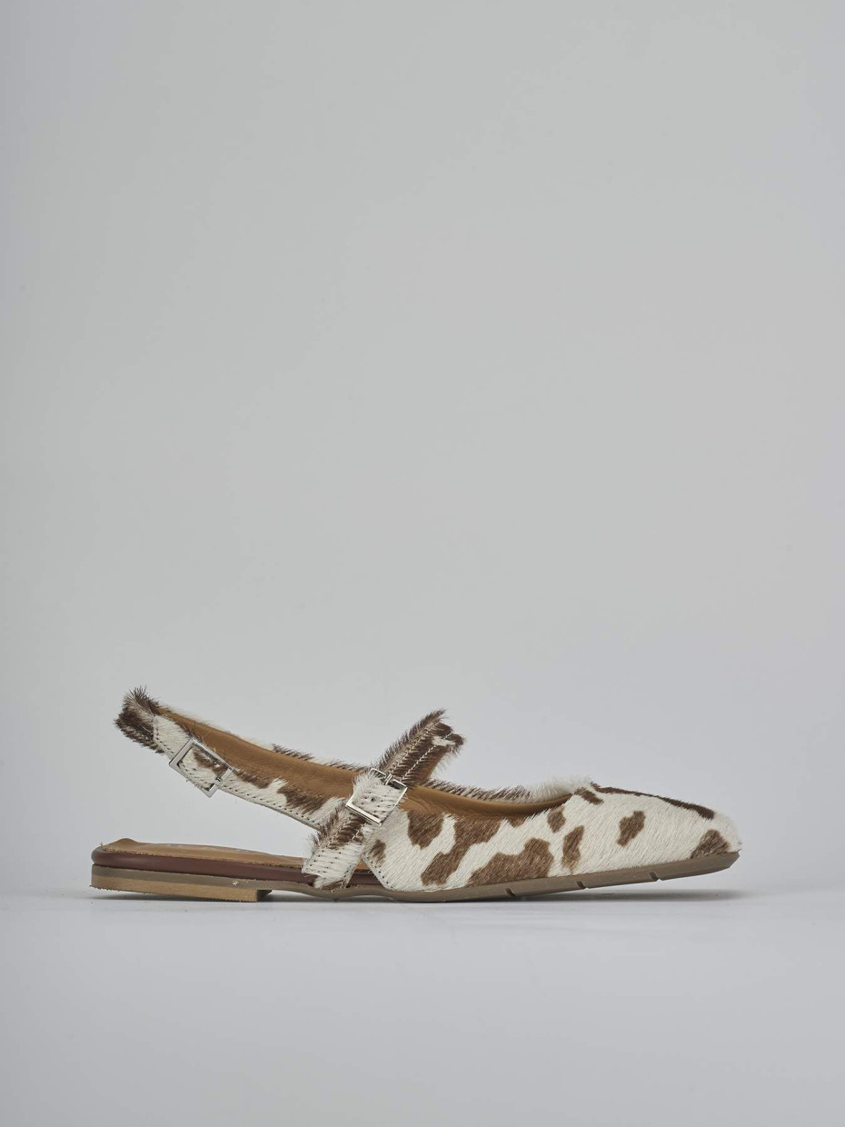 Ballerine tacco 1cm cavallino bianco