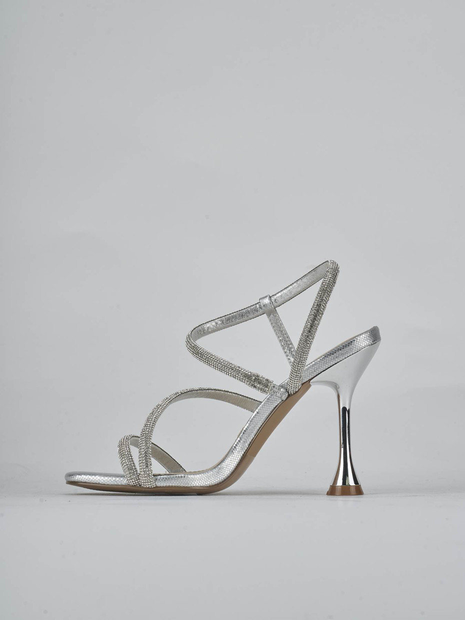 Sandali tacco 10cm pelle argento