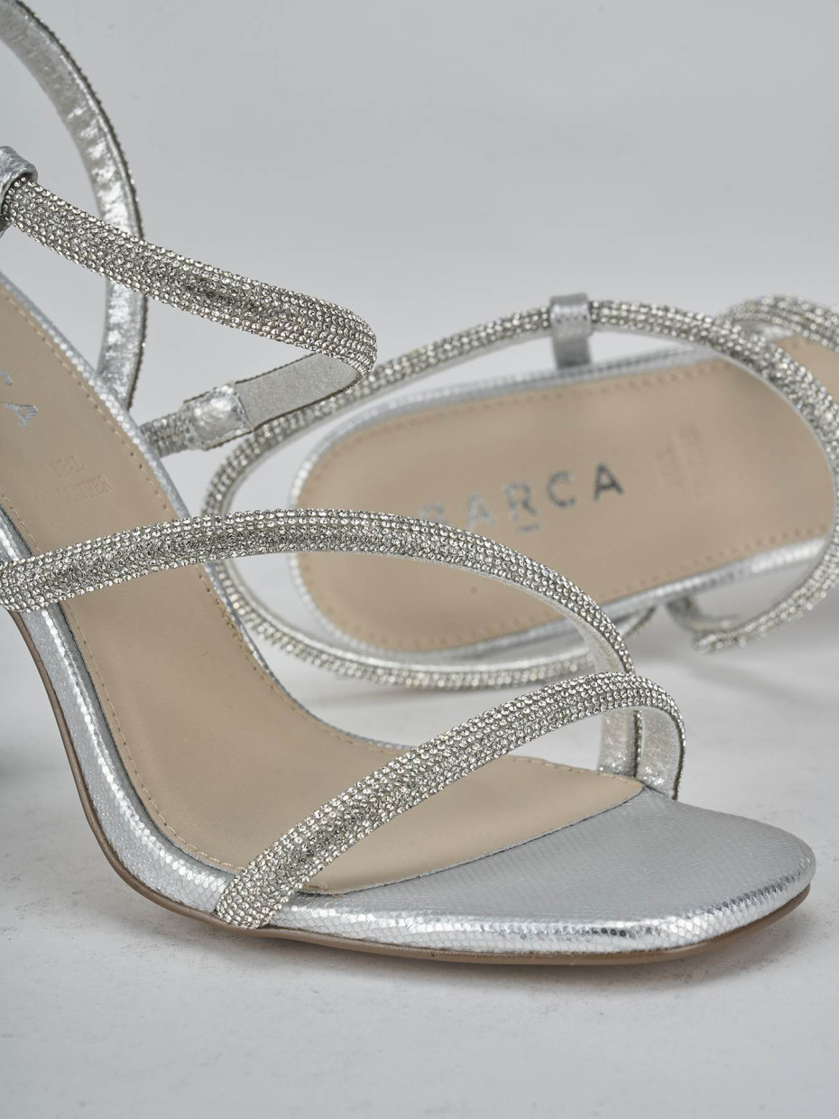 Sandali tacco 10cm pelle argento