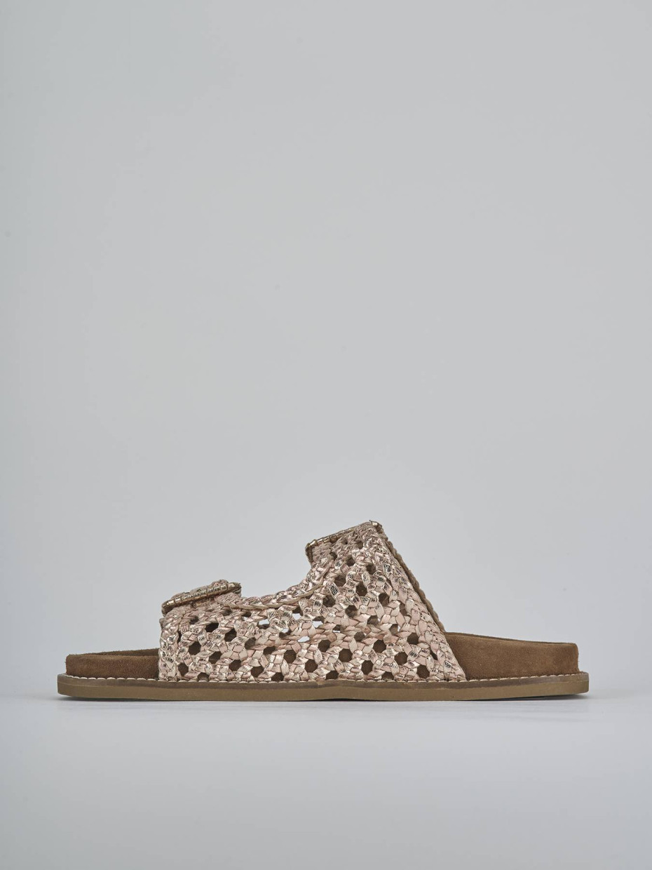 Ciabatte tacco 1cm pelle oro