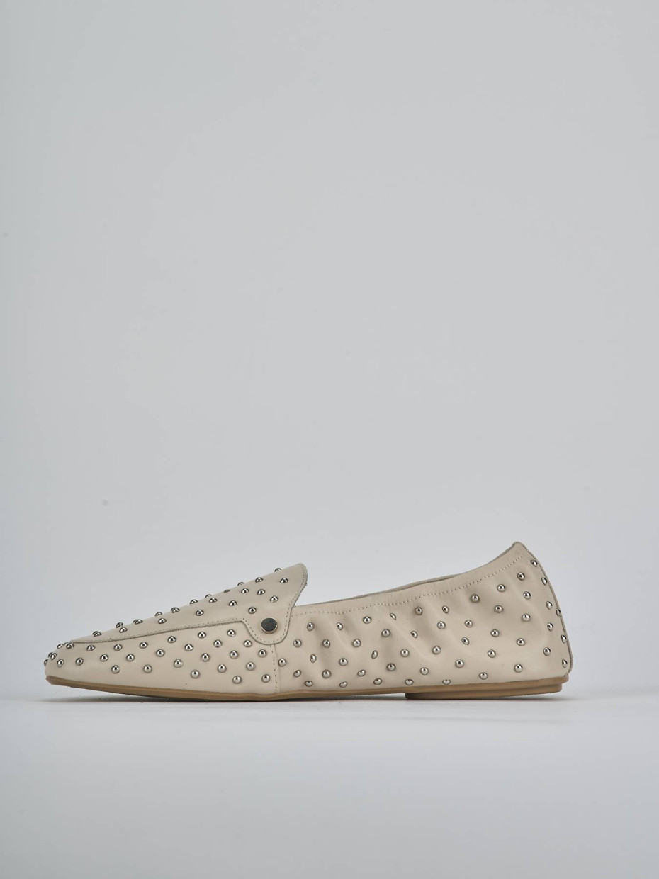 Mocassini tacco 1cm pelle beige