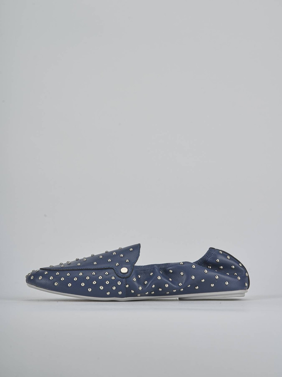 Mocassini tacco 1cm pelle blu