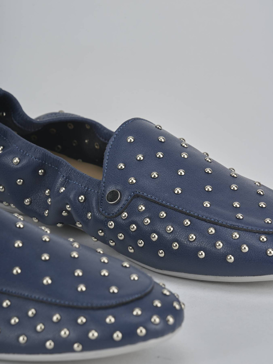 Mocassini tacco 1cm pelle blu