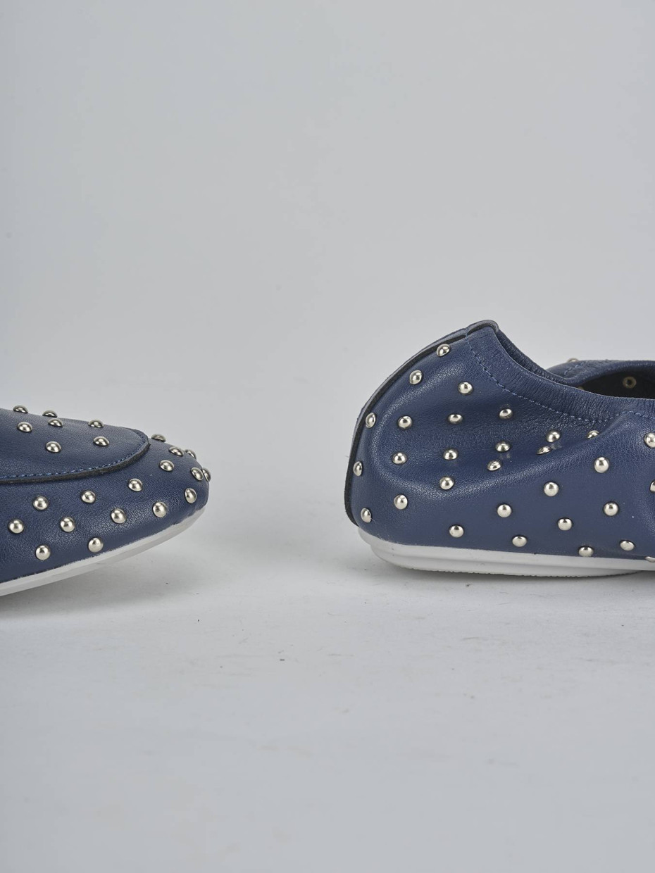 Mocassini tacco 1cm pelle blu