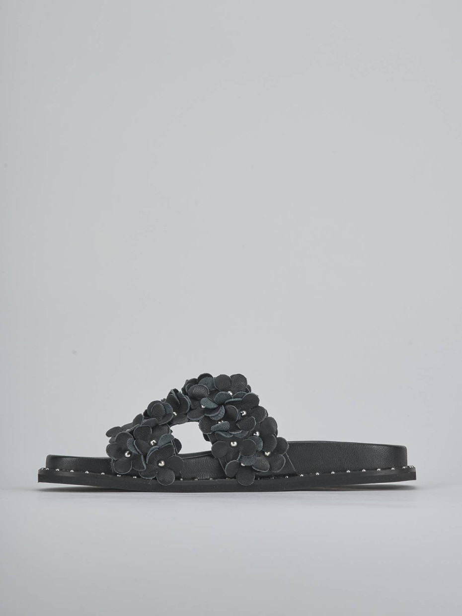 Ciabatte tacco 1cm pelle nero