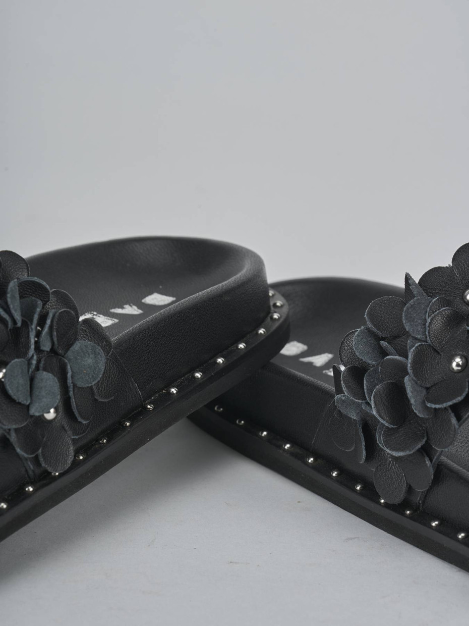Ciabatte tacco 1cm pelle nero