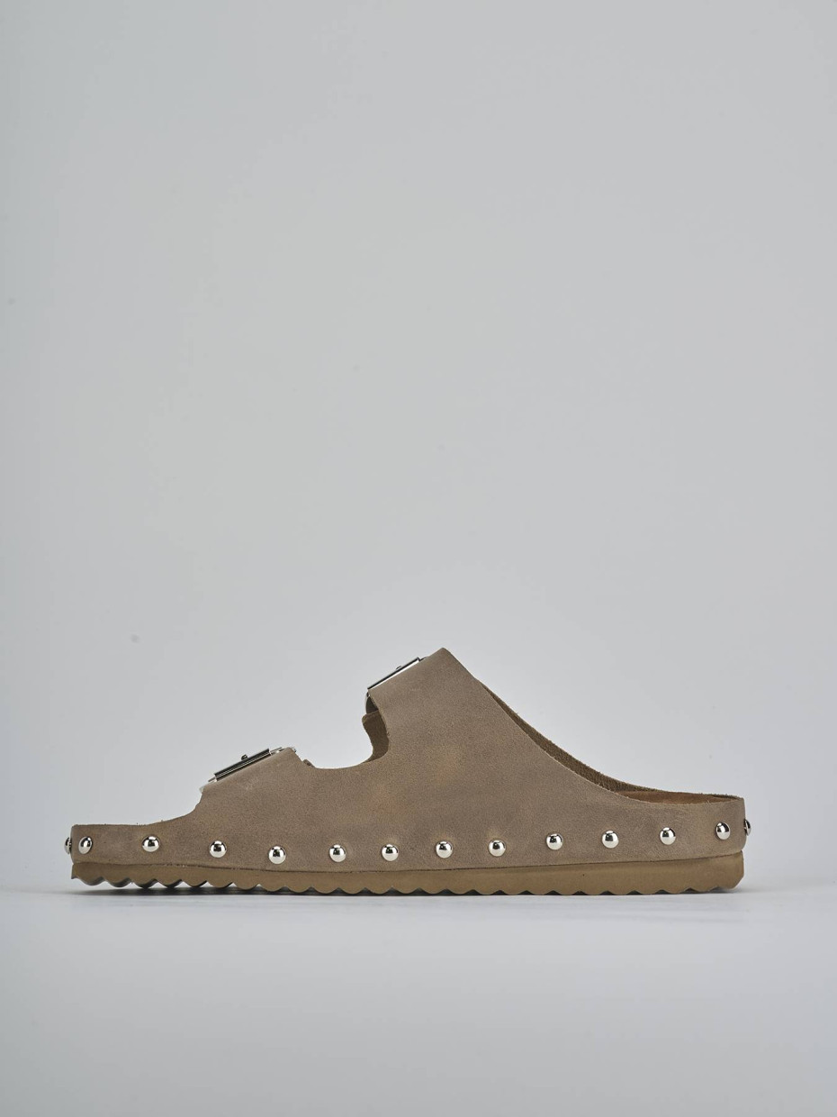 Ciabatte tacco 1cm camoscio beige