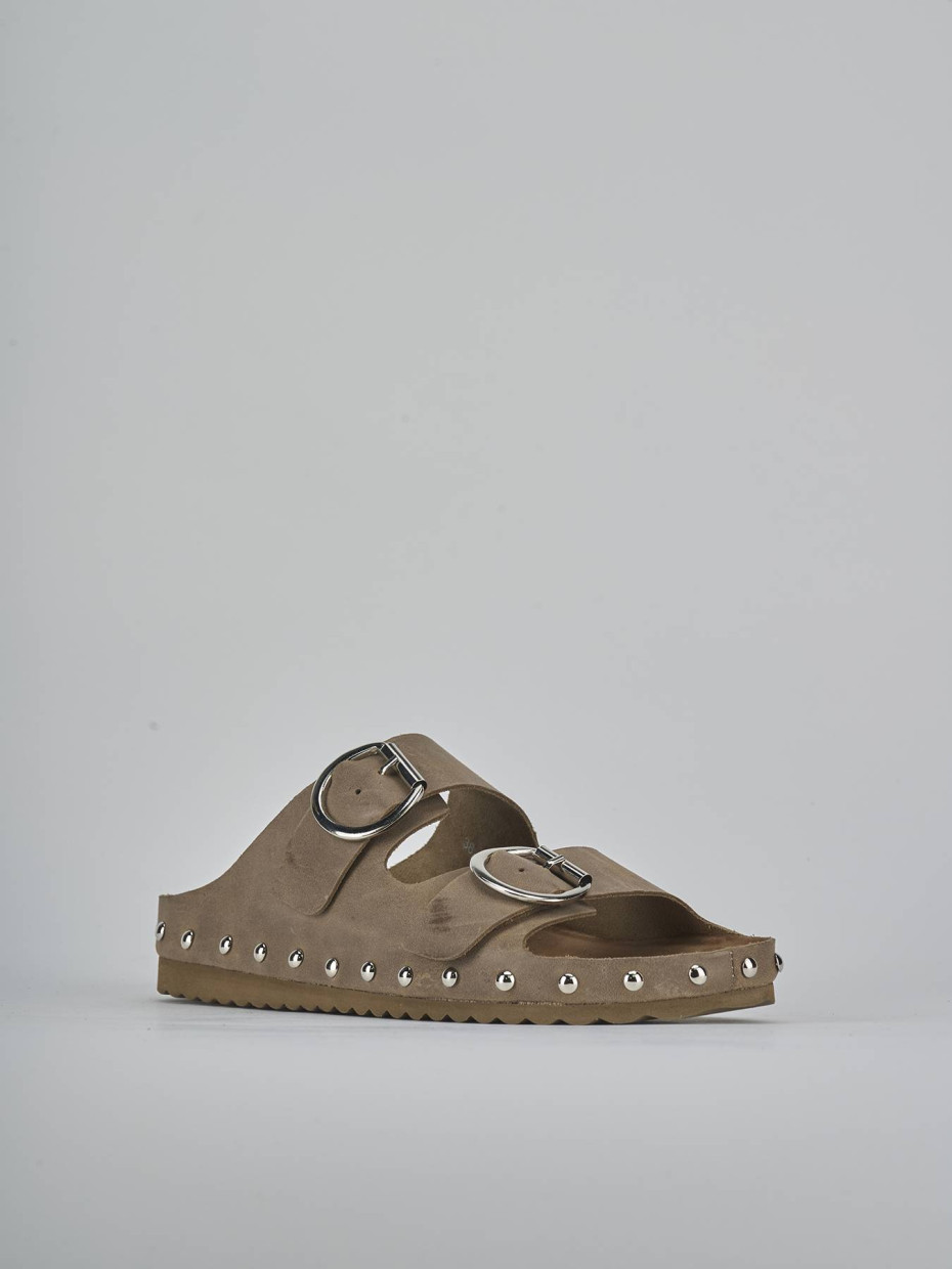 Ciabatte tacco 1cm camoscio beige