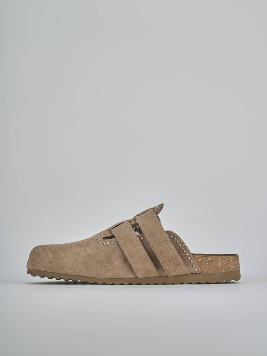 Sabot tacco 1cm camoscio beige