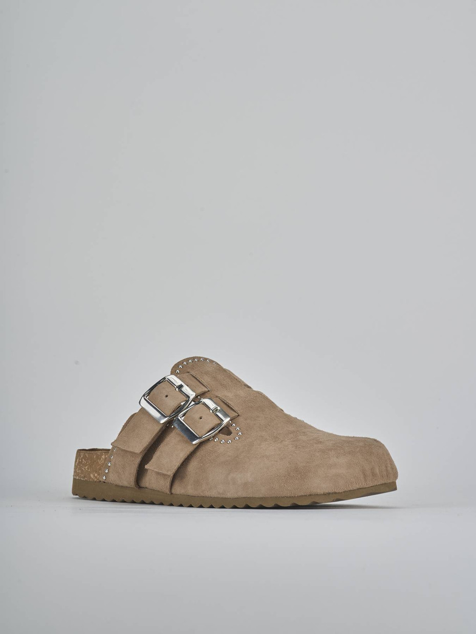 Sabot tacco 1cm camoscio beige