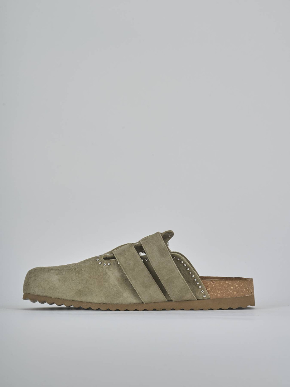 Sabot tacco 1cm camoscio verde