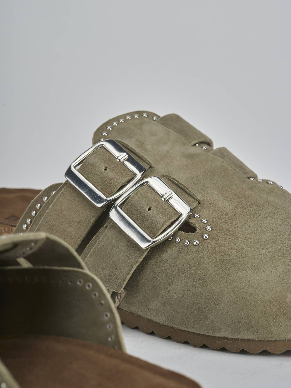 Sabot tacco 1cm camoscio verde