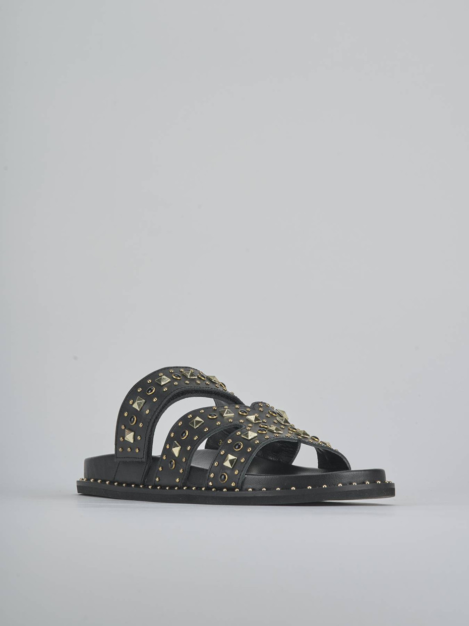 Ciabatte tacco 1cm pelle nero
