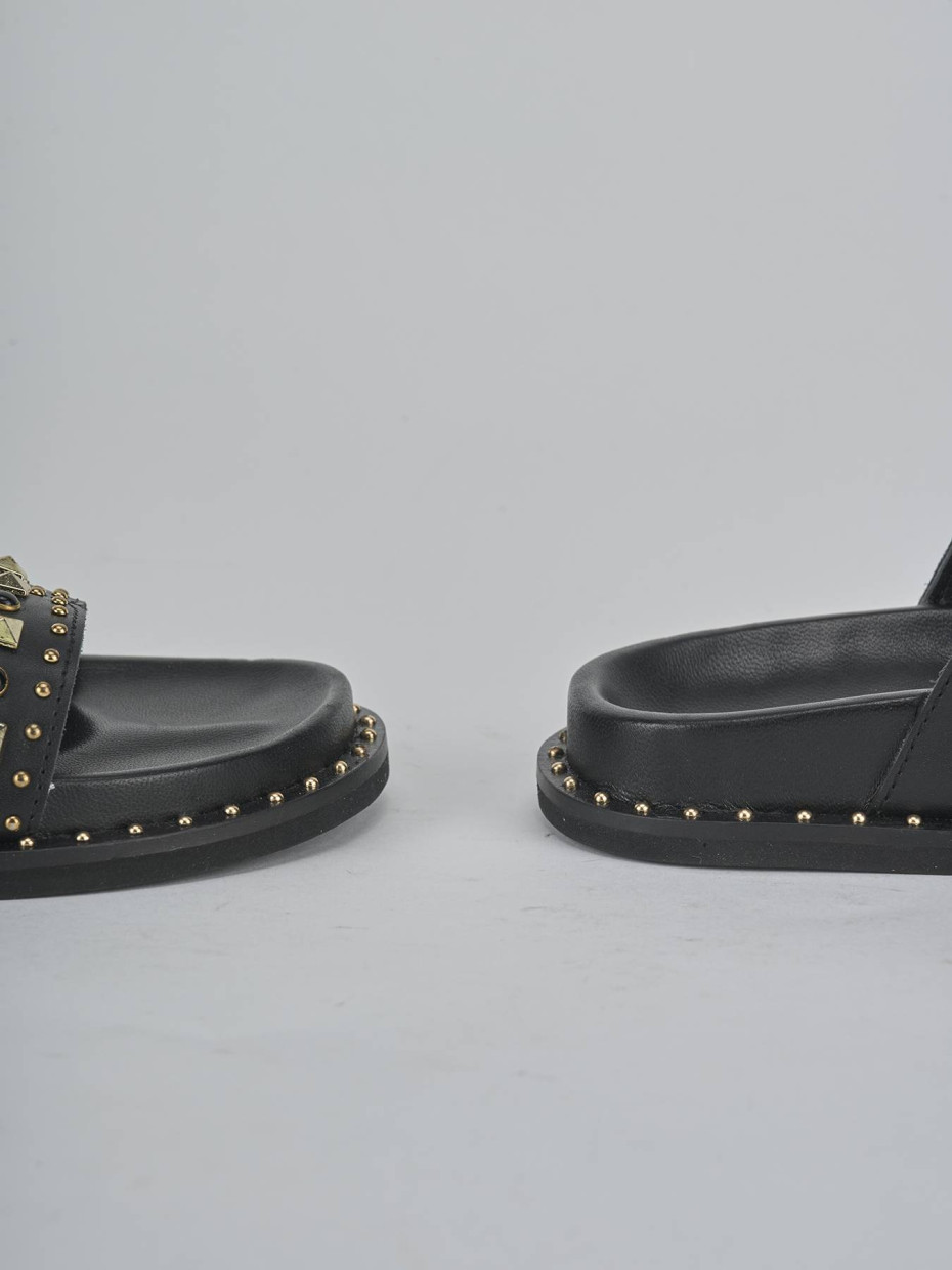 Ciabatte tacco 1cm pelle nero