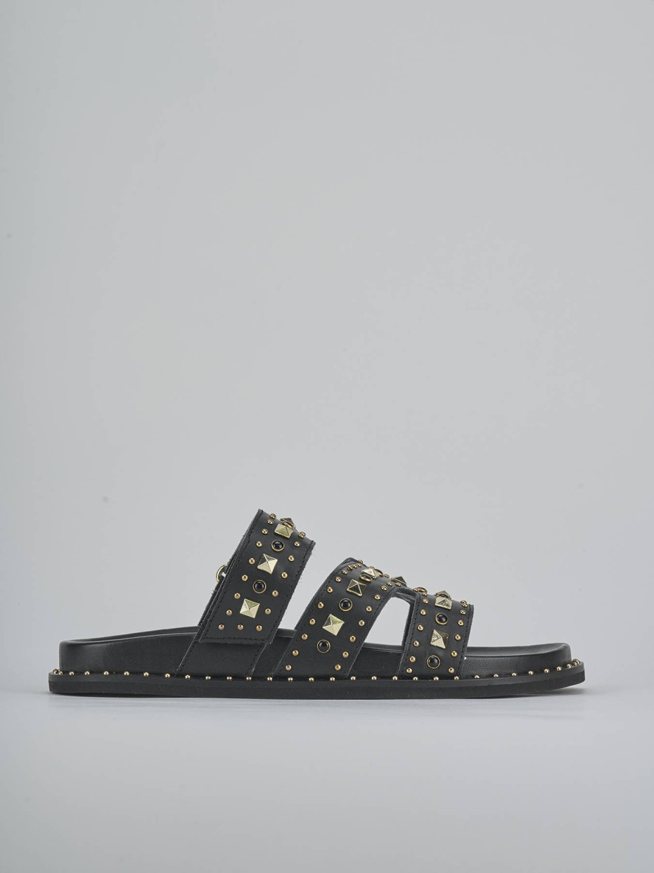Ciabatte tacco 1cm pelle nero