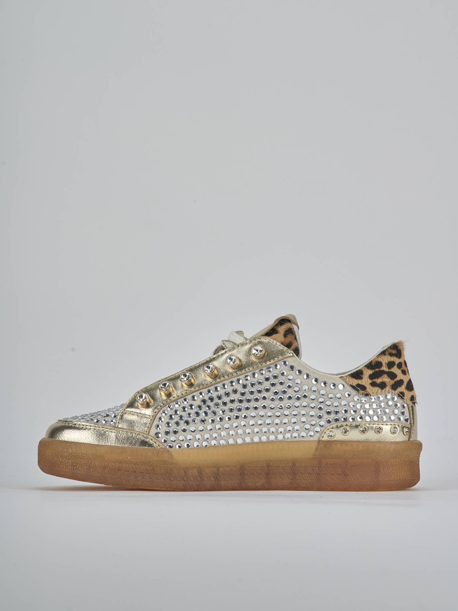 Sneakers tacco 1cm laminato oro