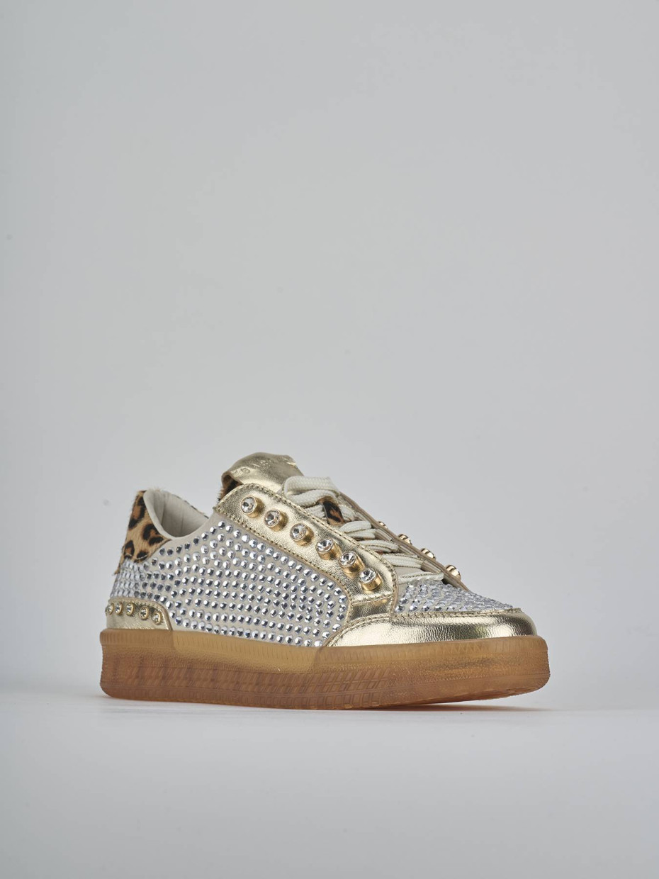 Sneakers tacco 1cm laminato oro