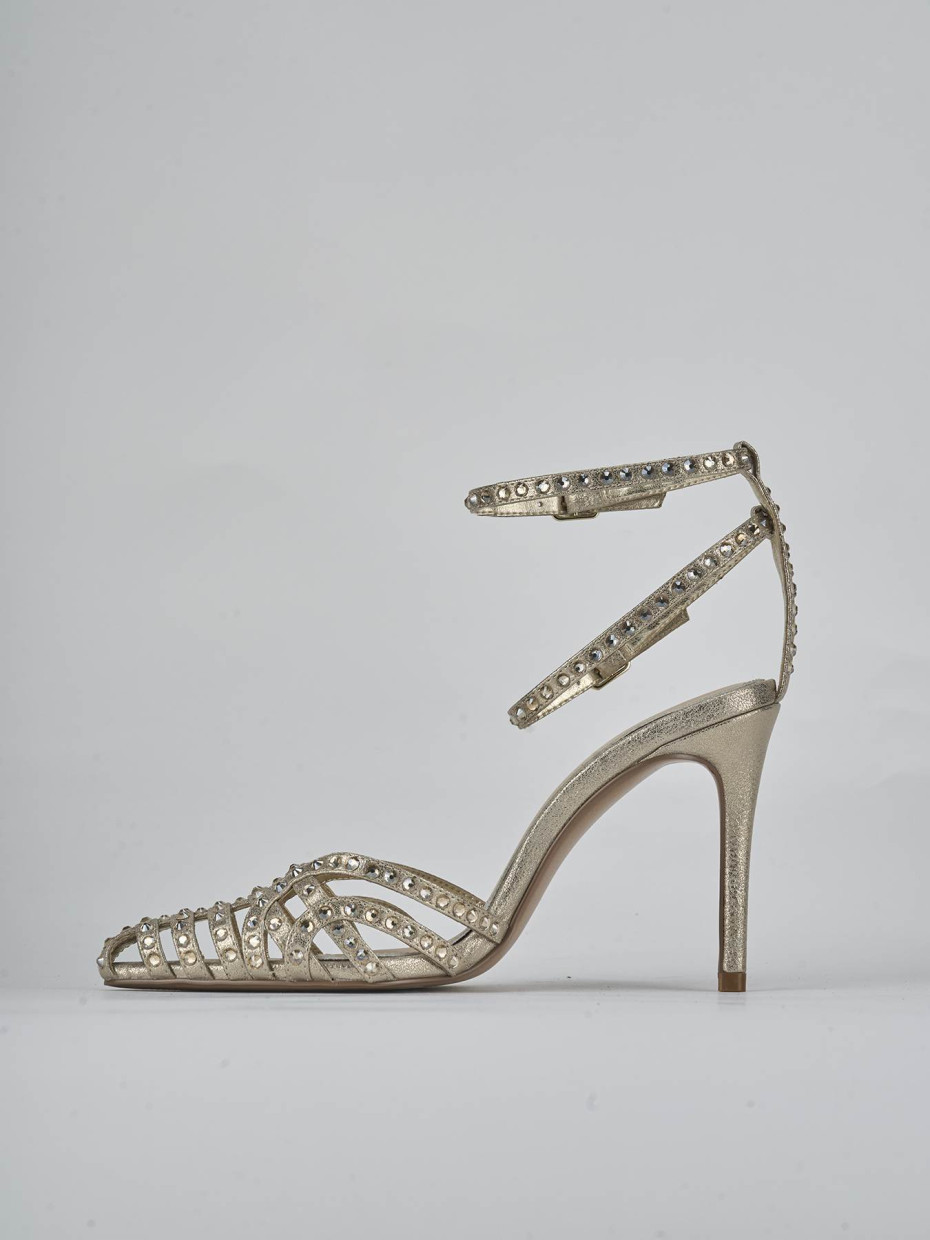 Sandali tacco 8cm pelle oro