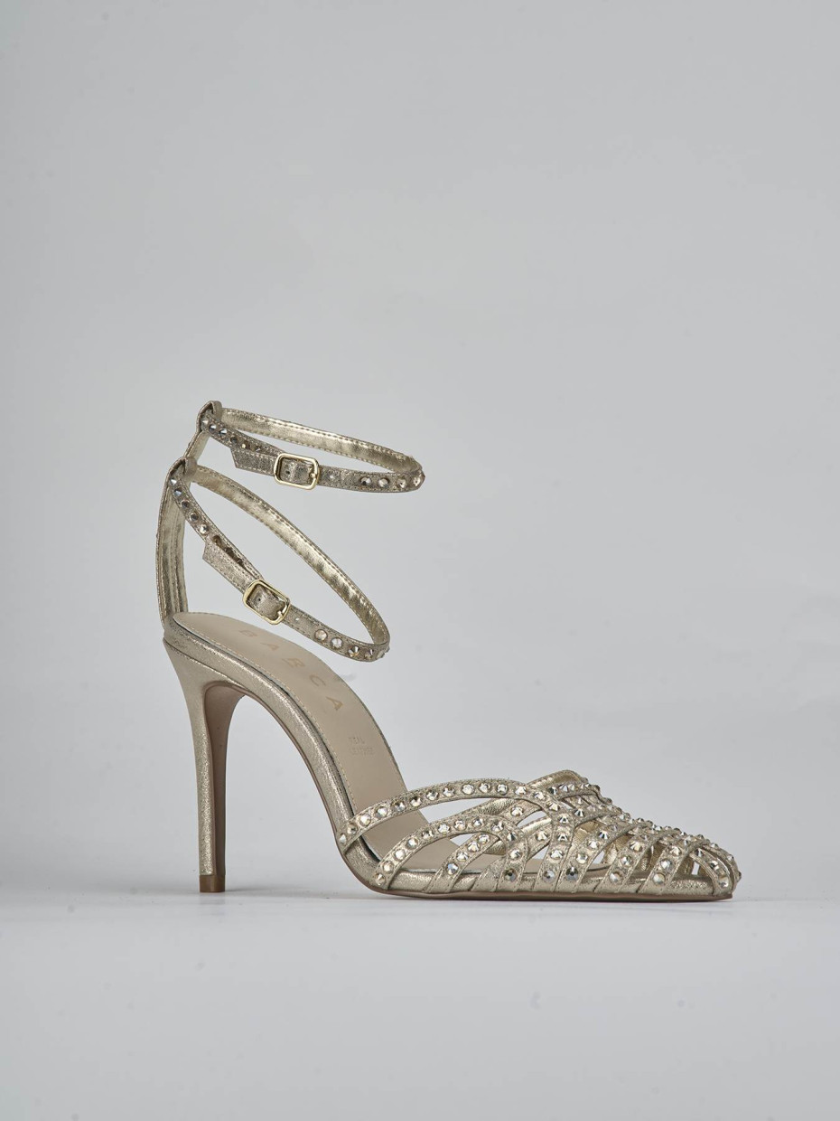 Sandali tacco 8cm pelle oro