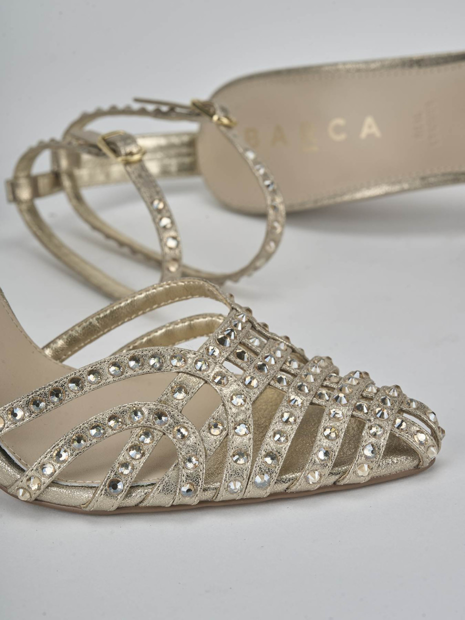 Sandali tacco 8cm pelle oro