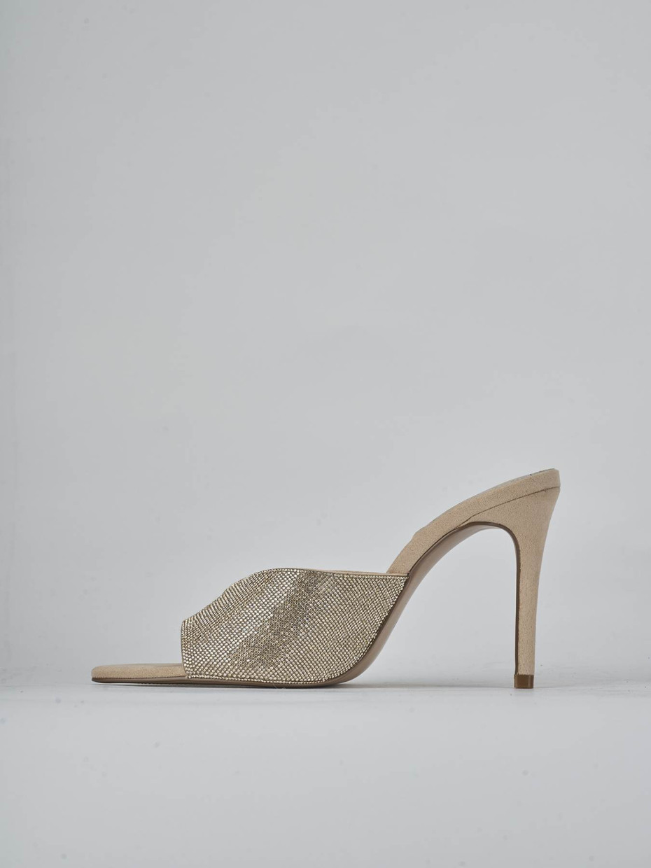 Ciabatte tacco 10cm camoscio beige
