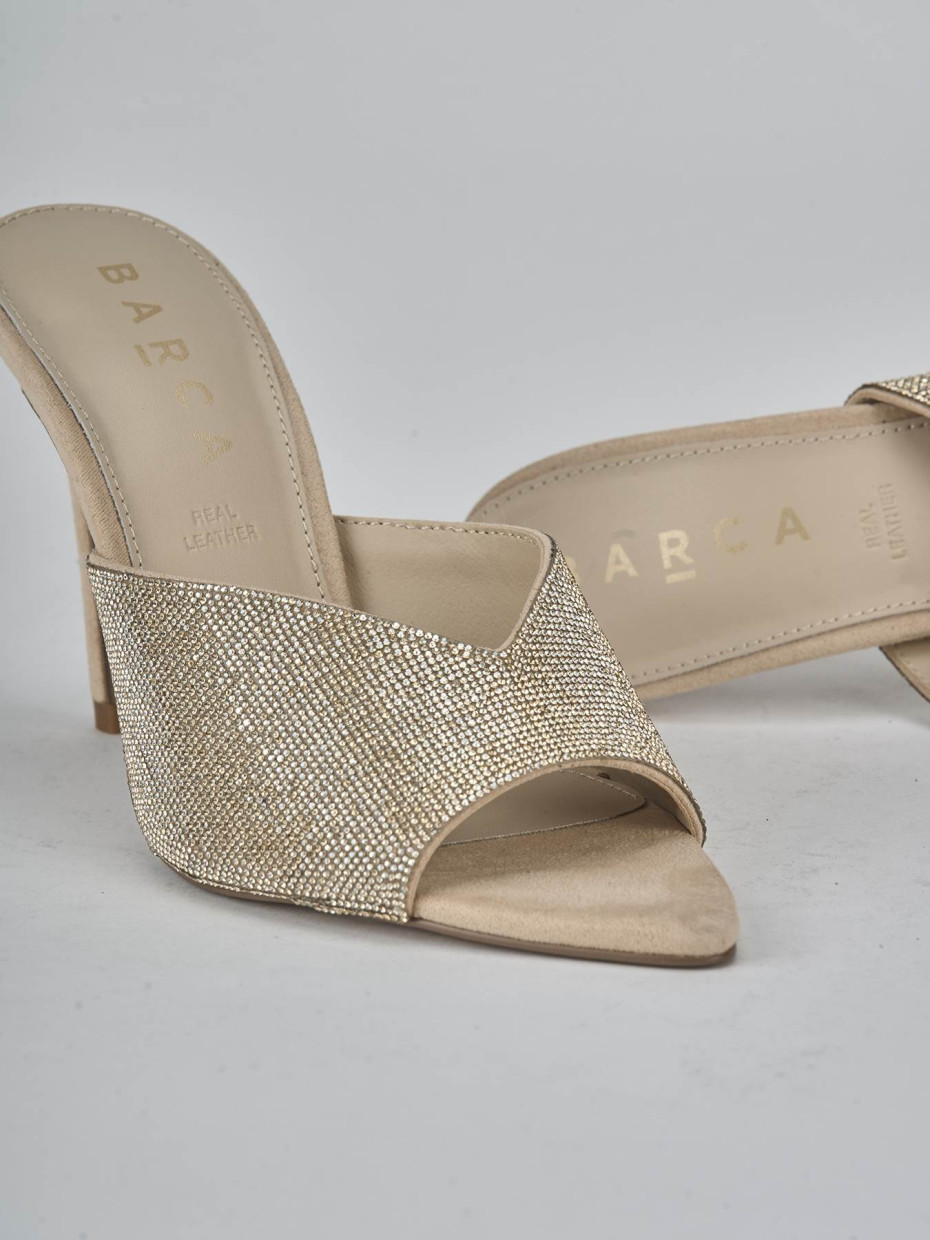 Ciabatte tacco 10cm camoscio beige