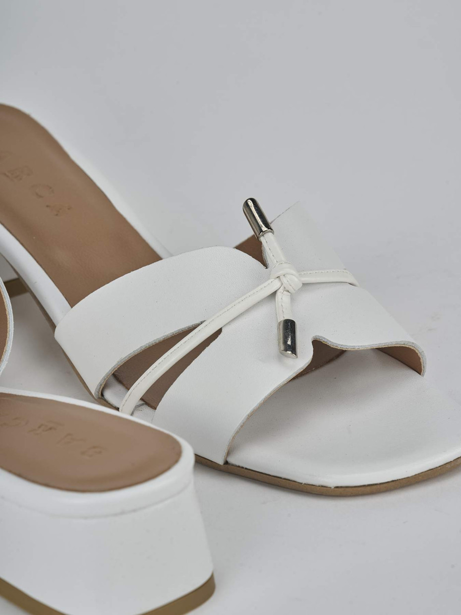 Ciabatte tacco 3cm pelle bianco