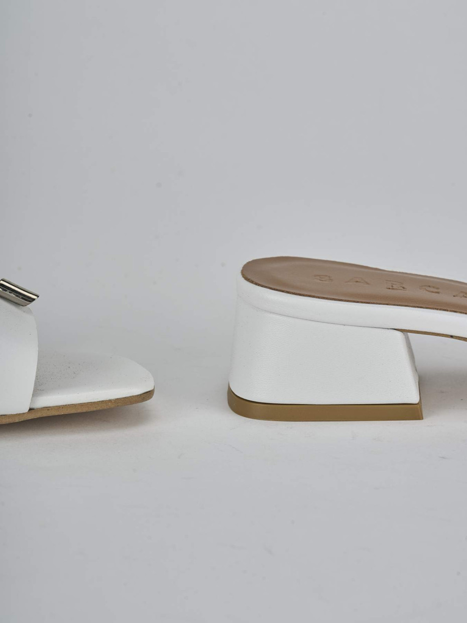 Ciabatte tacco 3cm pelle bianco