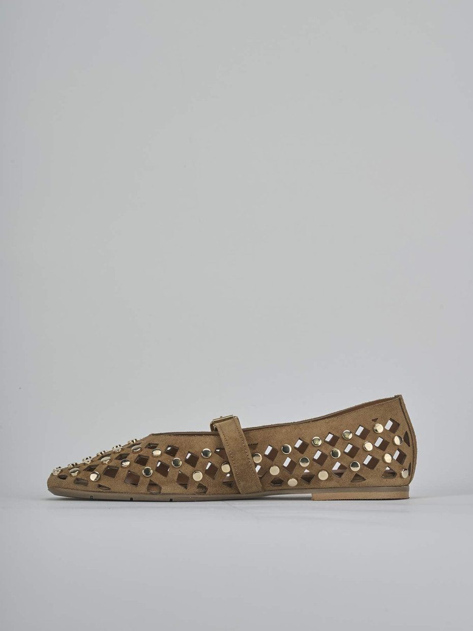 Ballerine tacco 1cm camoscio marrone