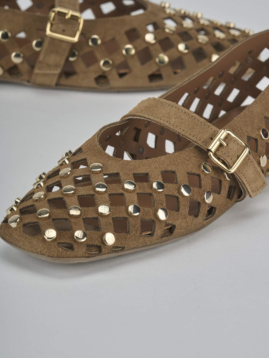 Ballerine tacco 1cm camoscio marrone