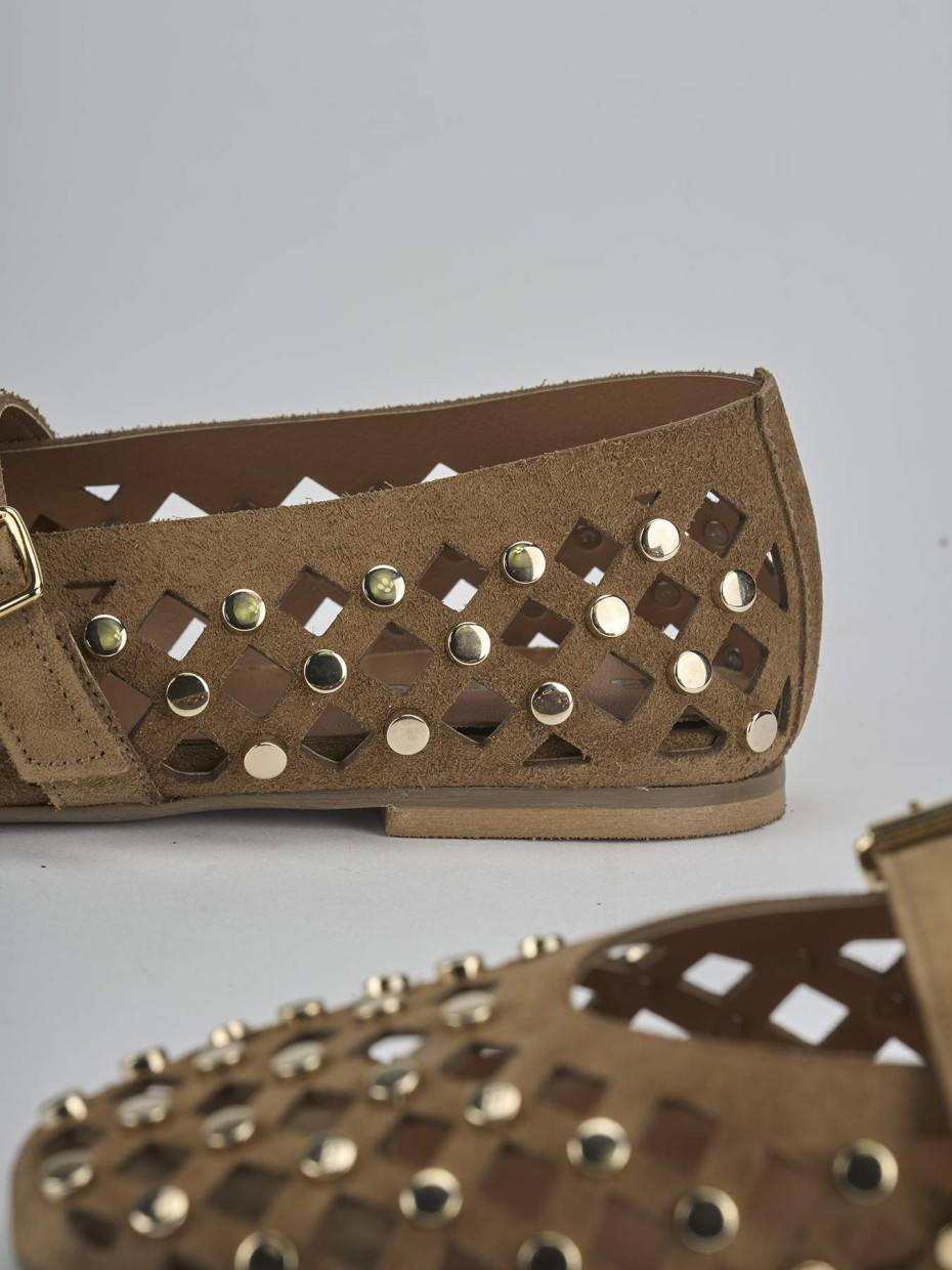 Ballerine tacco 1cm camoscio marrone