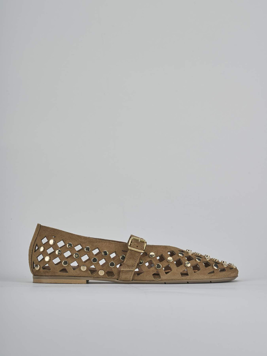 Ballerine tacco 1cm camoscio marrone
