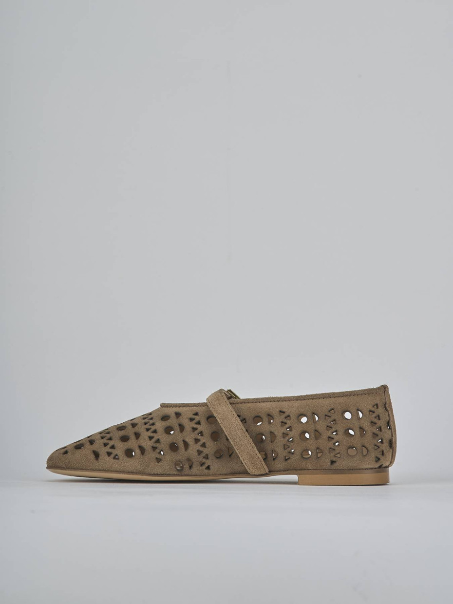 Ballerine tacco 1cm camoscio marrone