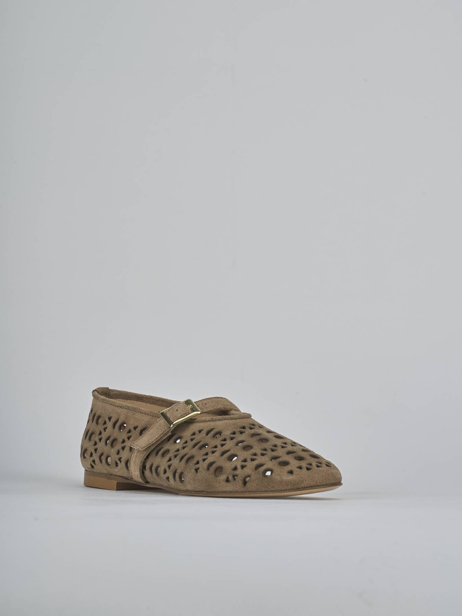 Ballerine tacco 1cm camoscio marrone