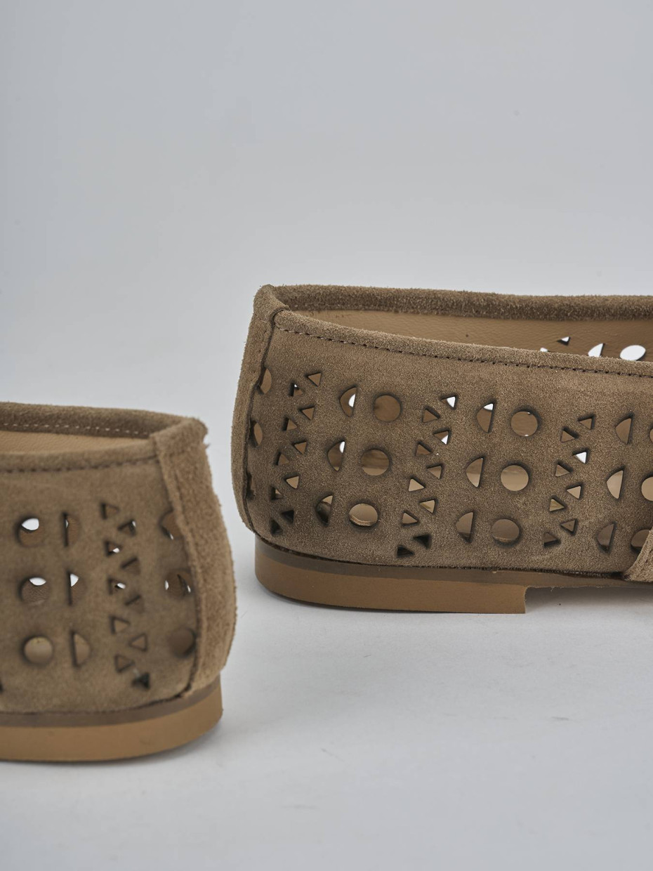 Ballerine tacco 1cm camoscio marrone