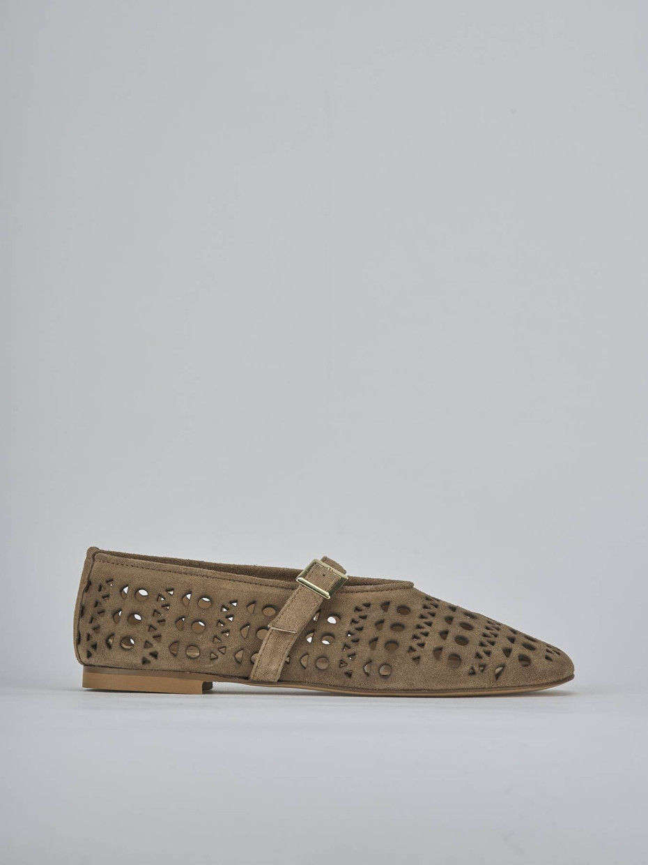 Ballerine tacco 1cm camoscio marrone