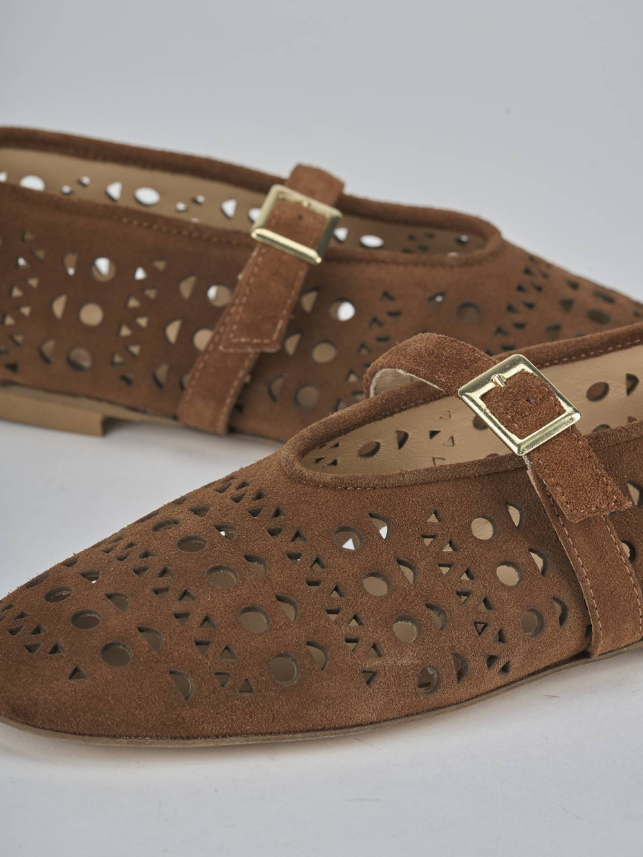 Ballerine tacco 1cm camoscio beige