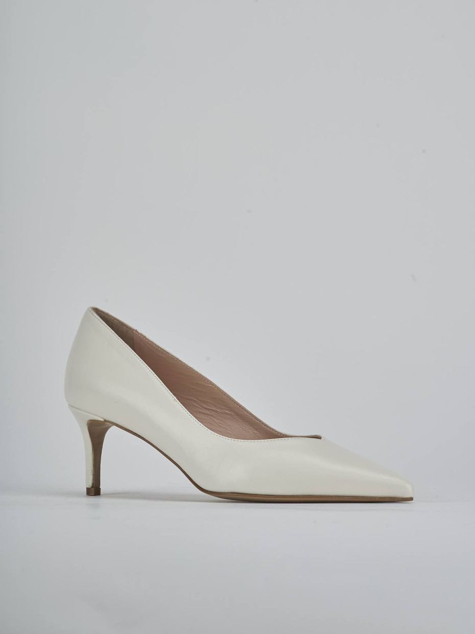 Décolleté e slingback tacco 5cm pelle bianco