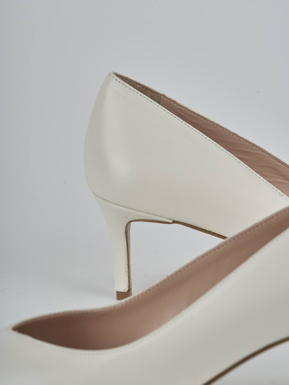 Décolleté e slingback tacco 5cm pelle bianco