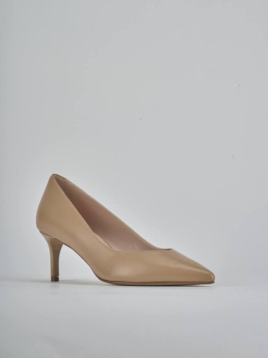 Décolleté e slingback tacco 5cm pelle marrone