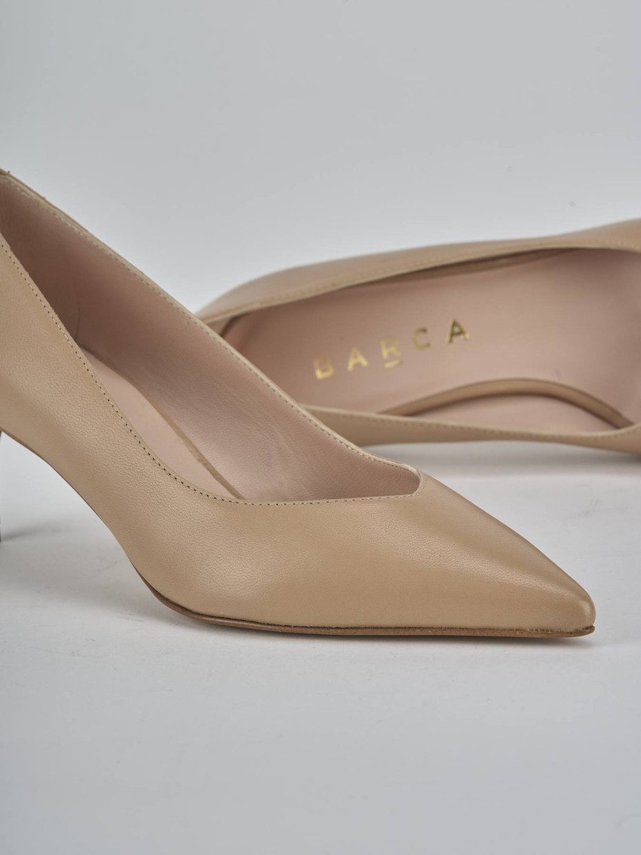 Décolleté e slingback tacco 5cm pelle marrone