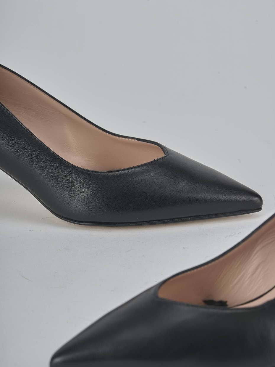 Décolleté e slingback tacco 5cm pelle nero