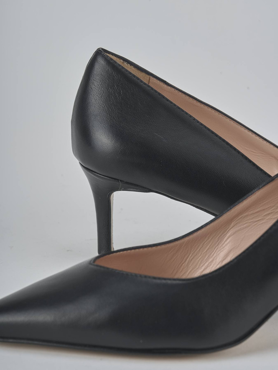 Décolleté e slingback tacco 5cm pelle nero