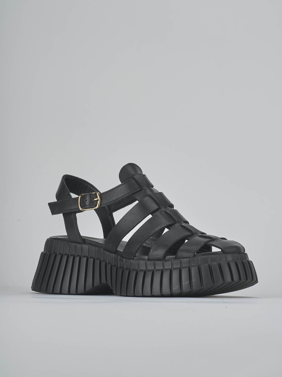 Sandali tacco 3cm pelle nero