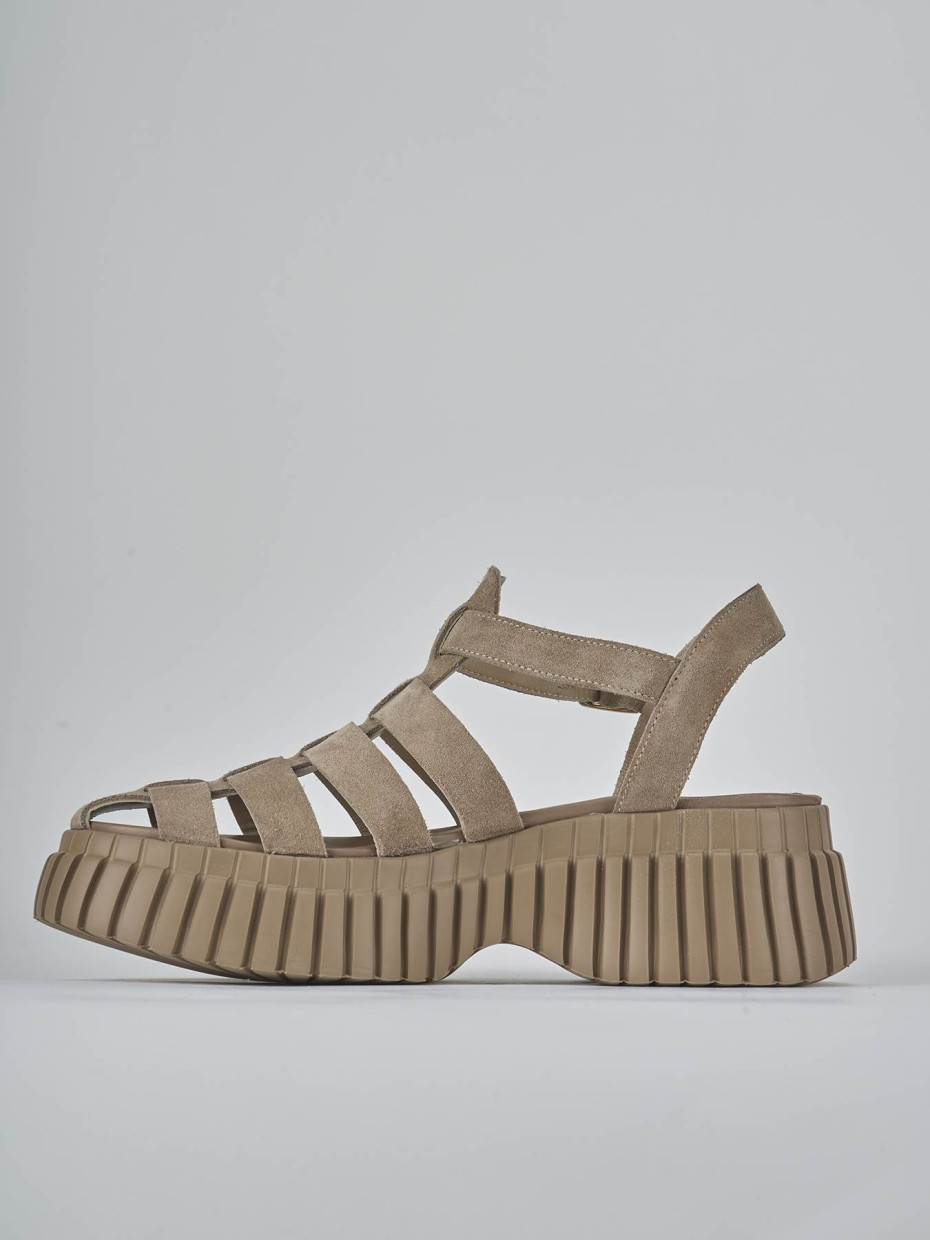 Sandali tacco 4cm camoscio beige