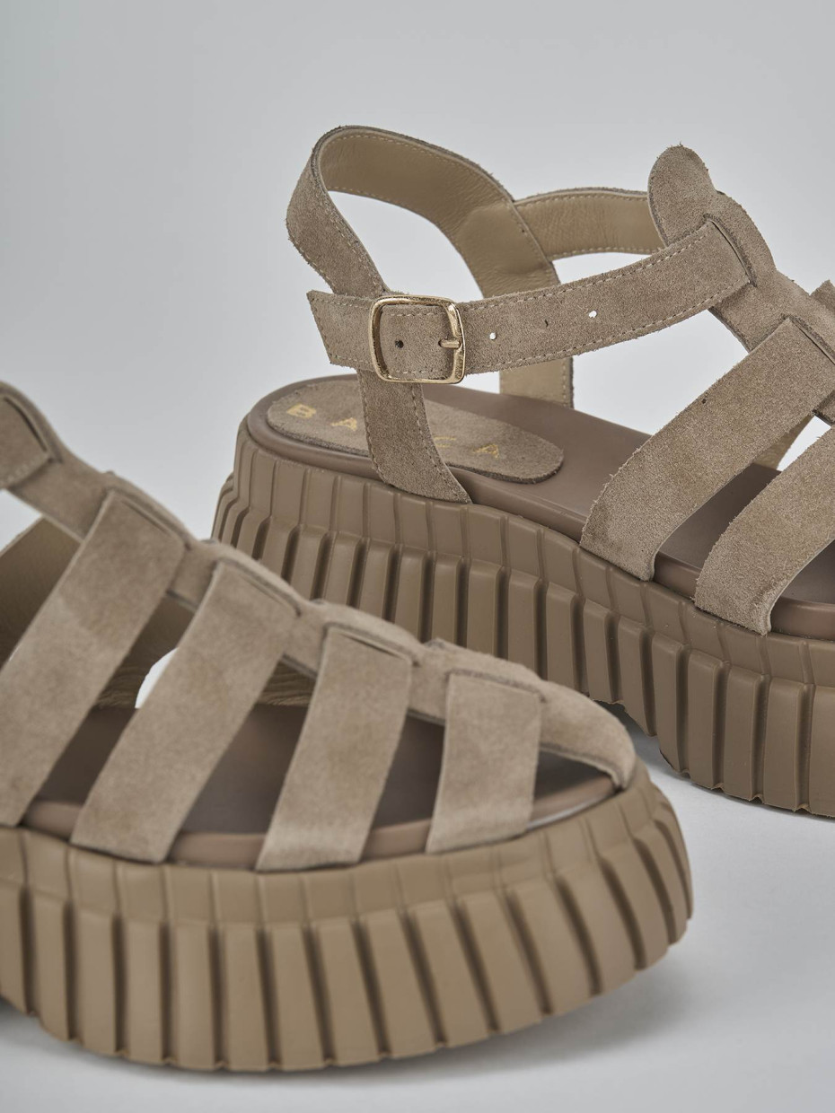 Sandali tacco 4cm camoscio beige