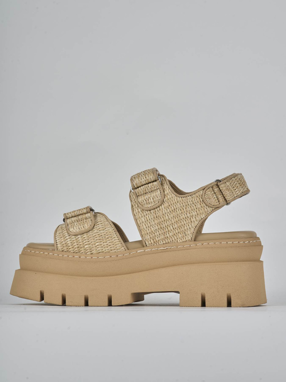 Sandali tacco 1cm pelle beige