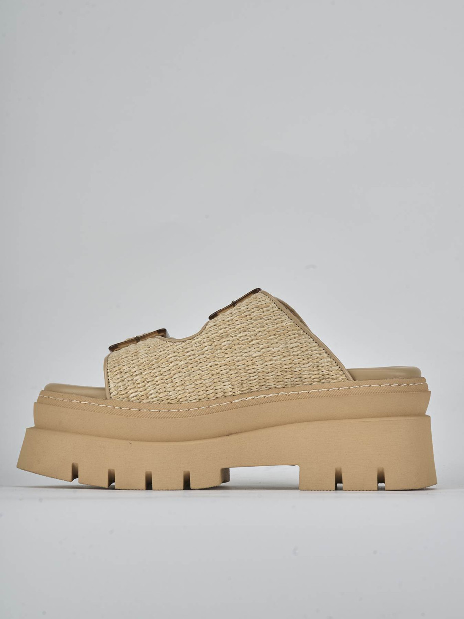 Ciabatte tacco 1cm pelle beige